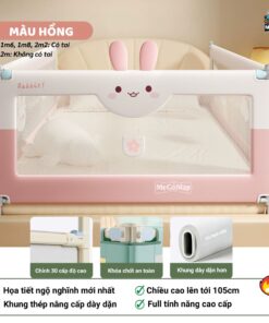 Thanh chắn giường Pakey S1 nâng cấp 63 Thanh chắn giường Pakey S1 nâng cấp màu hồng