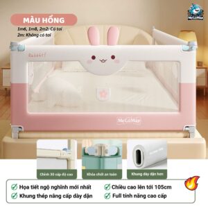 Thanh chắn giường Pakey S1 nâng cấp 63 Thanh chắn giường Pakey S1 nâng cấp màu hồng