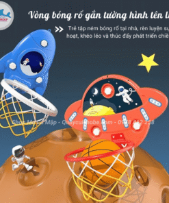 Bộ bóng rổ gắn tường hình tên lửa cho bé - 3 màu 20 Set bóng rổ treo tường Pakey có 2 màu xanh và đỏ