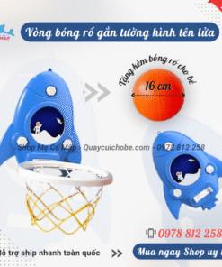 Bộ bóng rổ gắn tường hình tên lửa cho bé - 3 màu 18 Bộ bóng rổ hình tên lửa có kèm quà tặng bóng chất lượng