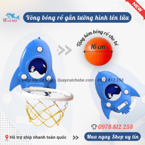 Bộ bóng rổ gắn tường hình tên lửa cho bé - 3 màu 18 Bộ bóng rổ hình tên lửa có kèm quà tặng bóng chất lượng