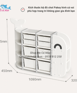 Kệ đồ chơi hình cá voi Pakey 16 Kích thước của kệ đồ chơi Pakey phù hợp với nhiều không gian