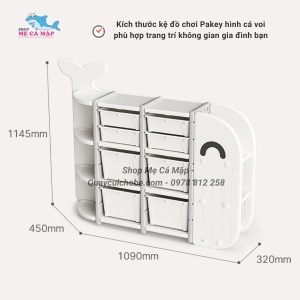 Kệ đồ chơi hình cá voi Pakey 16 Kích thước của kệ đồ chơi Pakey phù hợp với nhiều không gian