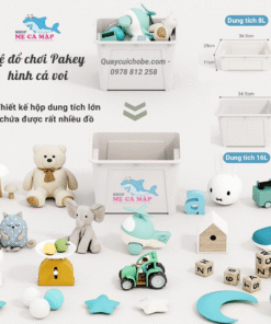Kệ đồ chơi hình cá voi Pakey 17 Kệ đồ chơi Cá voi gồm 8 hợp đựng đồ có 2 size to nhỏ đựng nhiều đồ tùy thích