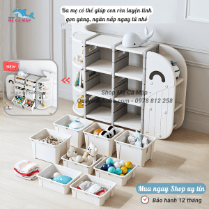 Kệ đồ chơi hình cá voi Pakey 18 Kệ đồ chơi có nhiều ngăn đa dạng vật dụng có thể để được