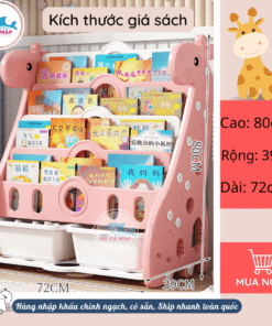 Kệ sách nhựa Pakey hình Hươu cao cổ 20 Kệ sách nhựa có bộ màu vô cùng bắt mắt cho bé nhỏ