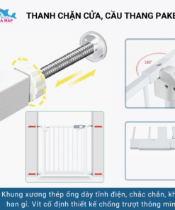 Thanh chặn cửa có thiết kế 4 miếng vít ép cố định 4 góc, sản phẩm ép chặt vào tường mà không cần khoan đục, tiết kiệm thời gian và bảo vệ tường