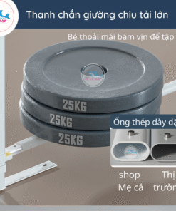 Thanh chan giuong Pakey ProA3 NEW 2022 nang ha 1 ben cao 103cm Mau Xam2