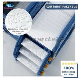 Cầu trượt xe Bus kèm bóng rổ 45 Cầu trượt cho bé Pakey Bus được thiết kế với bậc thang khép kín