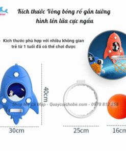Bộ bóng rổ gắn tường hình tên lửa cho bé - 3 màu 17 Kích thước của bộ bóng rổ Pakey phù hợp với các bé