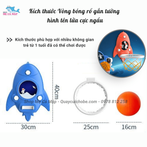Bộ bóng rổ gắn tường hình tên lửa cho bé - 3 màu 17 Kích thước của bộ bóng rổ Pakey phù hợp với các bé