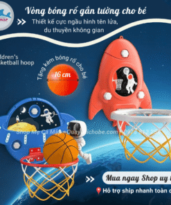 Bộ bóng rổ gắn tường hình tên lửa cho bé - 3 màu 16 Bộ bóng rổ treo tường có thể điều chỉnh độ cao linh hoạt