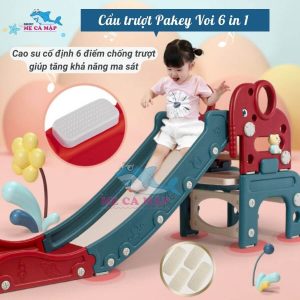 Cầu trượt nhựa Pakey hình voi đa năng 6in1 39 Cầu trượt nhựa Pakey hình voi có đế hít chân không chắc chắn