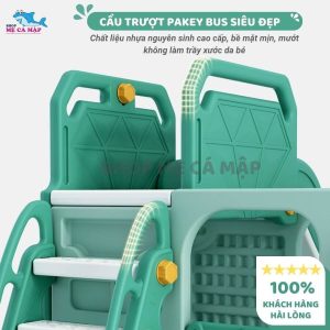 Cầu trượt xe Bus kèm bóng rổ 44 Cầu trượt cho bé được làm từ chất liệu nhựa nguyên sinh