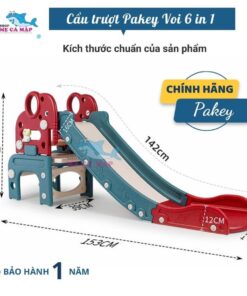 Cầu trượt nhựa voi 6in1 có kích thước an toàn, chắc chắn