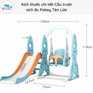 Cầu trượt xích đu Pakey có kích thước phù hợp cho các bé dưới 5 tuổi