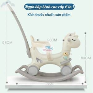 Ngựa bập bênh đa năng 6in1 màu hồng 37 Kích thước của ngựa bập bênh Pakey đạt tiêu chuẩn an toàn cho bé nhỏ