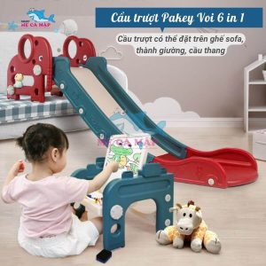 Cầu trượt nhựa Pakey hình voi đa năng 6in1 37 Cầu trượt nhựa voi Pakey có thể lắp đặt linh hoạt
