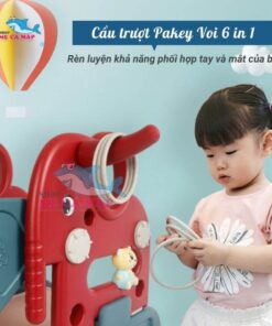 Cầu trượt nhựa voi Pakey có ném vòng cho bé