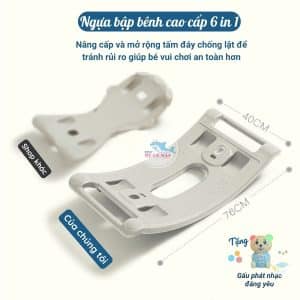 Ngựa bập bênh đa năng 6in1 màu hồng 38 Ngựa bập bênh cao cấp 6in1 có giá đỡ phía dưới an toàn