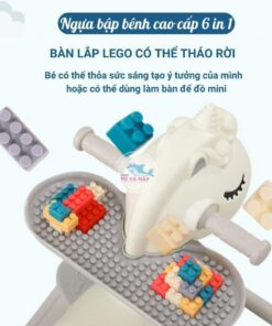 Ngựa bập bênh có bàn lắp Lego có thể tháo rời, bé có thể thỏa sức sáng tạo