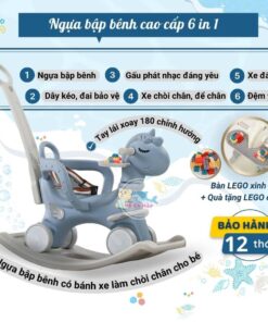 Ngựa bập bênh Pakey 6in1 gồm các tông màu pastel nhẹ nhàng