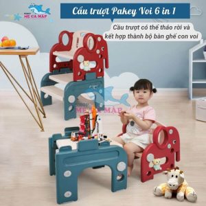 Cầu trượt nhựa Pakey hình voi đa năng 6in1 34 Cầu trượt nhựa voi 6in1 có thể tháo lắp đáp dễ dàng