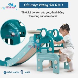 Cầu trượt nhựa Pakey hình voi đa năng 6in1 33 Cầu trượt nhựa voi Pakey giúp bé thoả sức vận động