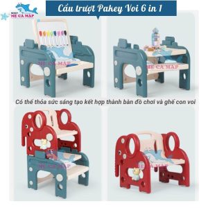 Cầu trượt nhựa Pakey hình voi đa năng 6in1 32 Cầu trượt nhựa Pakey có cấu tạo thiết kế đa năng