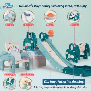 Cầu trượt nhựa Pakey hình voi đa năng 6in1 30 Cầu trượt nhựa voi đa năng có thiết kế thông minh