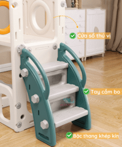 Cầu tuột cho bé có có tay vịn chắc chắn, hỗ trợ bé leo lên cầu thang một cách dễ dàng và vững chắc