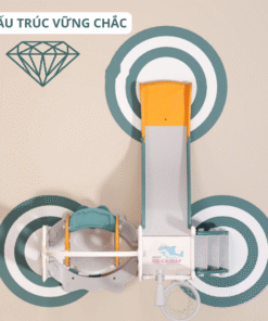 Cầu tuột xích đu lâu đài có kết cấu an toàn, chắc chắn với độ cao phù hợp cho trẻ từ 0-5 tuổi