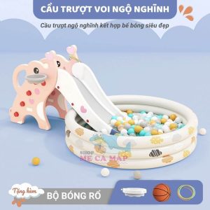 Cầu trượt cho bé Pakey có thể kết hợp với bể bóng