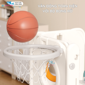 Cầu trượt cho bé xích đu Pakey lâu đài CS2 34 Bộ cầu tuột cho bé có cột bóng rổ được gắn ở thành cầu trượt