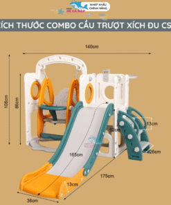 Kích thước của bộ cầu tuột cho bé đáp ứng tiêu chí an toàn của trẻ nhỏ