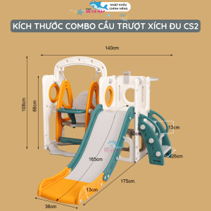 Cầu trượt cho bé xích đu Pakey lâu đài CS2 29 Kích thước của bộ cầu tuột cho bé đáp ứng tiêu chí an toàn của trẻ nhỏ