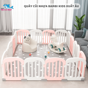 Quây cũi nhựa cho bé Bambi Kids có tông màu hồng trắng với nhiều kích thước