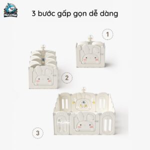 Quây cũi nhựa cho bé gấp gọn Pakey thỏ 43 quay nhua gap gon pakey tho 25