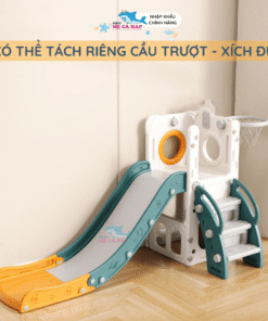 Bộ cầu tuột cho bé có thiết kế gọn nhẹ, dễ dàng gấp lại khi không sử dụng