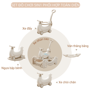 Set ngựa bập bênh Pakey Banana có tích hợp nhiều trò chơi cho bé thoả sức khám phá