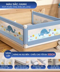 Thanh chắn giường Pakey NV2 nâng cấp màu xanh dương