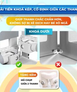Thanh chắn giường Pakey NK01 có bộ khoá kép chắc chắn không bị xê dịch