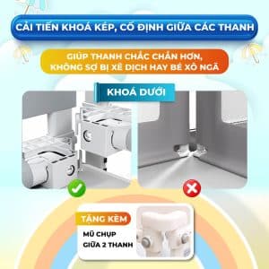 Thanh chắn giường Pakey NK01 có bộ khoá kép chắc chắn không bị xê dịch