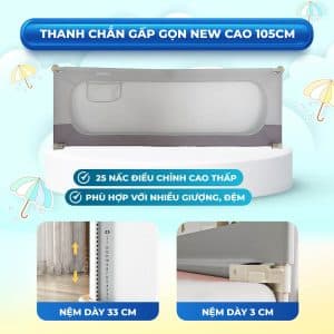 Thanh chắn giường NK01 có chiều cao đáp ứng tiêu chí an toàn của trẻ nhỏ