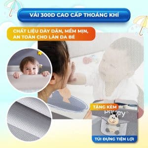 Thanh chắn giường Pakey NK01 có chất liệu vải dày dặn thoáng khí