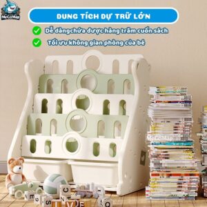 Giá sách cho bé Pakey E096 5 tầng hình gấu
