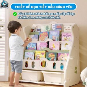 Giá sách cho bé Pakey E096 5 tầng hình gấu