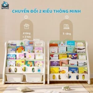 Kệ sách cho bé 5 tầng hình gấu Pakey E096