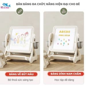 Bộ bàn lego đa năng Pakey 39 Bề mặt bàn có thể được điều chỉnh nhiều góc, giúp điều chỉnh phù hợp với tư thế ngồi của trẻ nhất