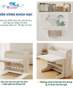 Bộ bàn học cho bé Pakey E032 30 Kết cấu bàn chịu lực ổn định, chắc chắn, không bị rung lắc khi bé sử dụng. Khả năng chịu lực tối đa lên đến 100kg